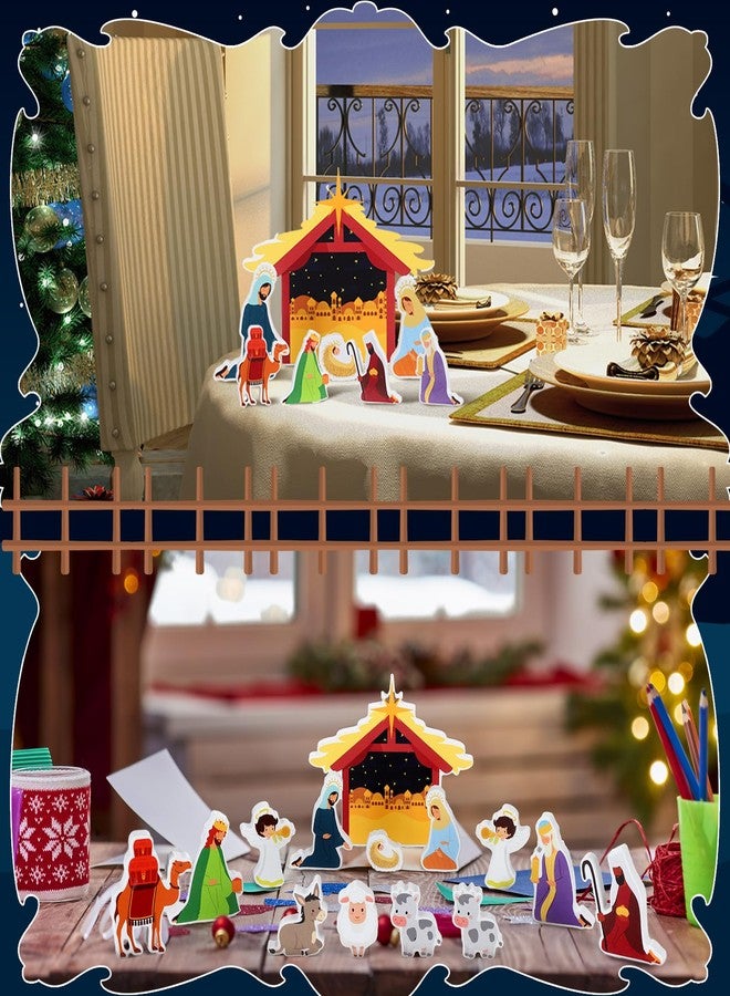 Yuntau 13 Pcs Christmas Nativity Set Nativity Tabletop Scenes Little People Nativity Set Jesus Christmas Story Decorations for Indoor Outdoor Home Religious Display - Image 4
